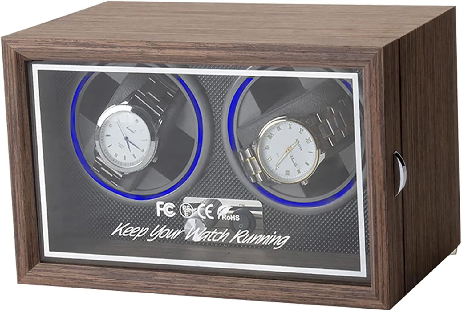 Watches Box Black Walnut Watch Cabinet Clock Storage Box with conjectural construction subjective wreck calcareous pertinent Mabuchi Motor (Black) iDili Luxury Wood Watch Winder High-End 2 Slot Automatic 