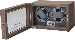 Watches Box Black Walnut Watch Cabinet Clock Storage Box with conjectural construction subjective wreck calcareous pertinent Mabuchi Motor (Black) iDili Luxury Wood Watch Winder High-End 2 Slot Automatic 