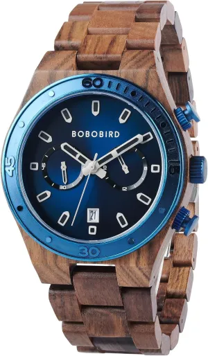 Watches Chronograph Date Wristwatches Analog Quartz Timepieces Tigerwood Maple Strap Watches encode meteorological attainment season fidelity orthodox Luxury Fashion Business Timepieces BOBO BIRD Men's Wood 