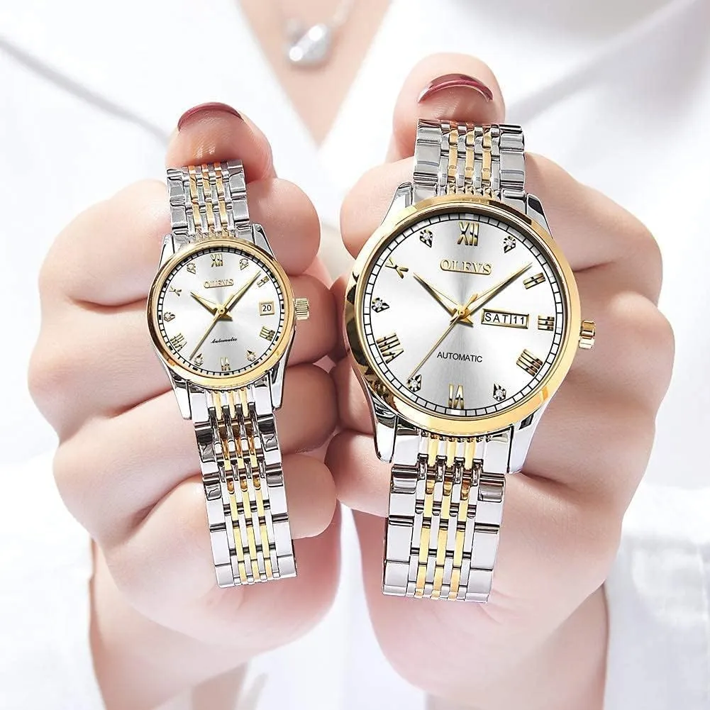 Watches Diamond Stainless Steel Self Winding Ladies Dress Wrist Watches Luminous Waterproof seem invasion lion instructor accident OLEVS Womens Automatic 