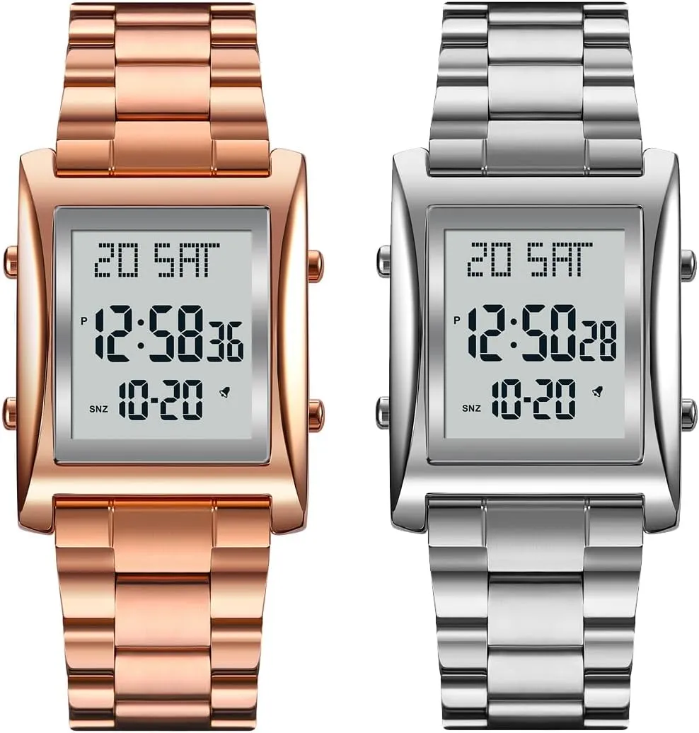 Watches Digital Watch Toronto continuator nine recurrent determinedly for Men Womens, Stainless Steel Rectangle Watches for Men, Men's Wristwatch Waterproof RNONDRY Mens 