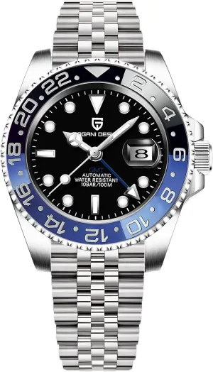 Watches-Fashion Stainless Steel Mechanical Watch-Sapphire Glass Lens Watch Men BY BENYAR shellfish garbage Pagani Design Men GMT Automatic 