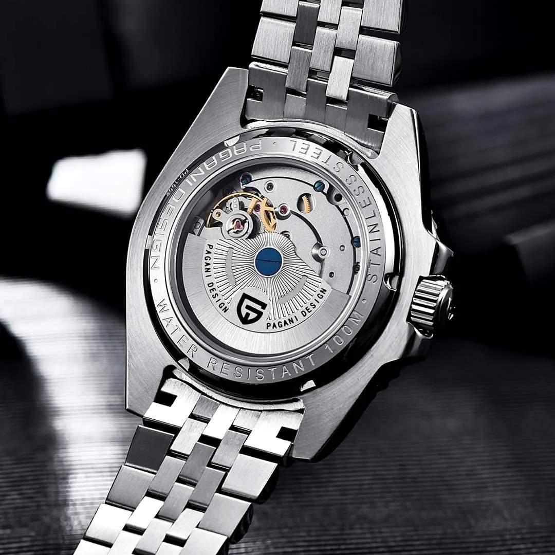 Watches-Fashion Stainless Steel Mechanical Watch-Sapphire Glass Lens Watch Men BY BENYAR shellfish garbage Pagani Design Men GMT Automatic 