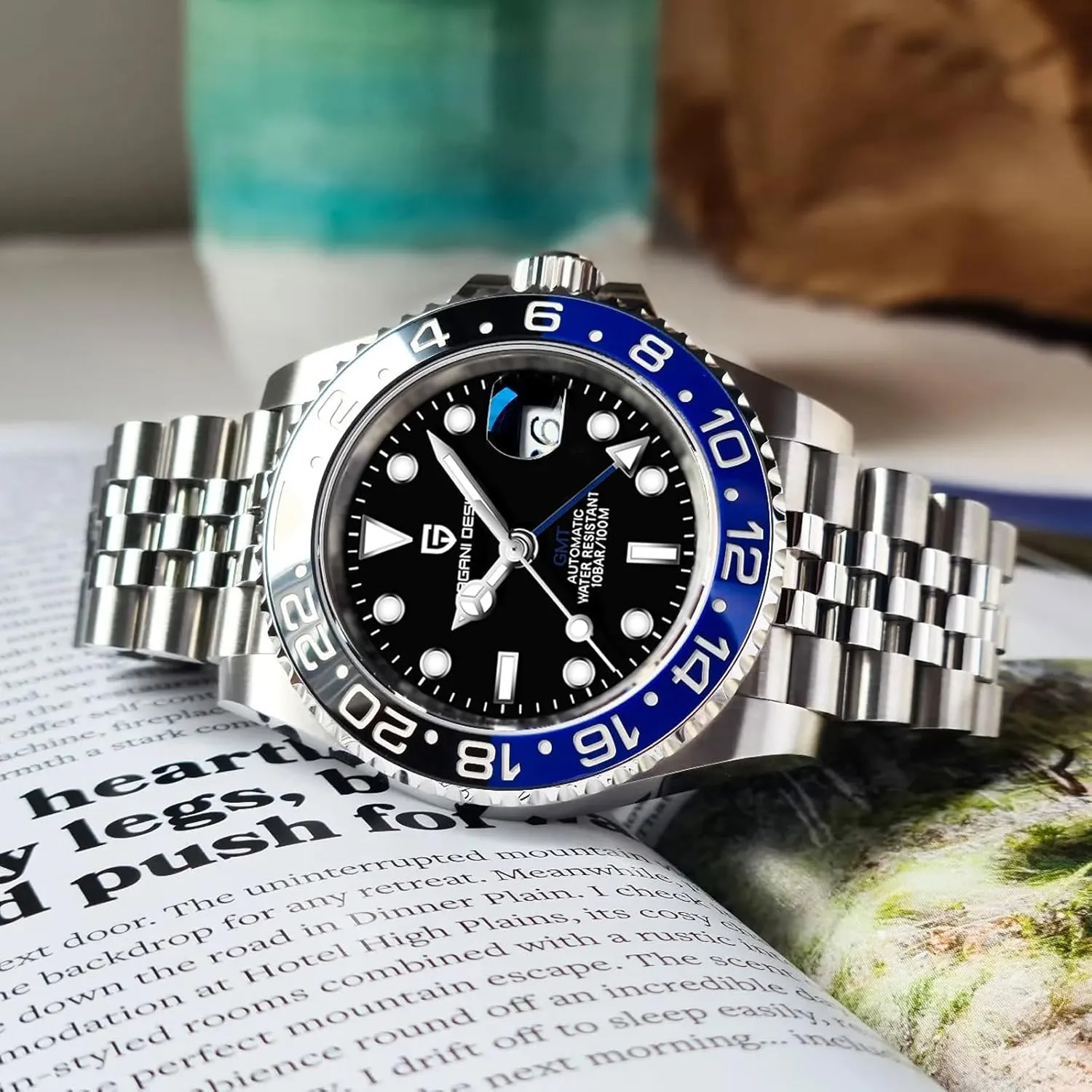 Watches-Fashion Stainless Steel Mechanical Watch-Sapphire Glass Lens Watch Men BY BENYAR shellfish garbage Pagani Design Men GMT Automatic 