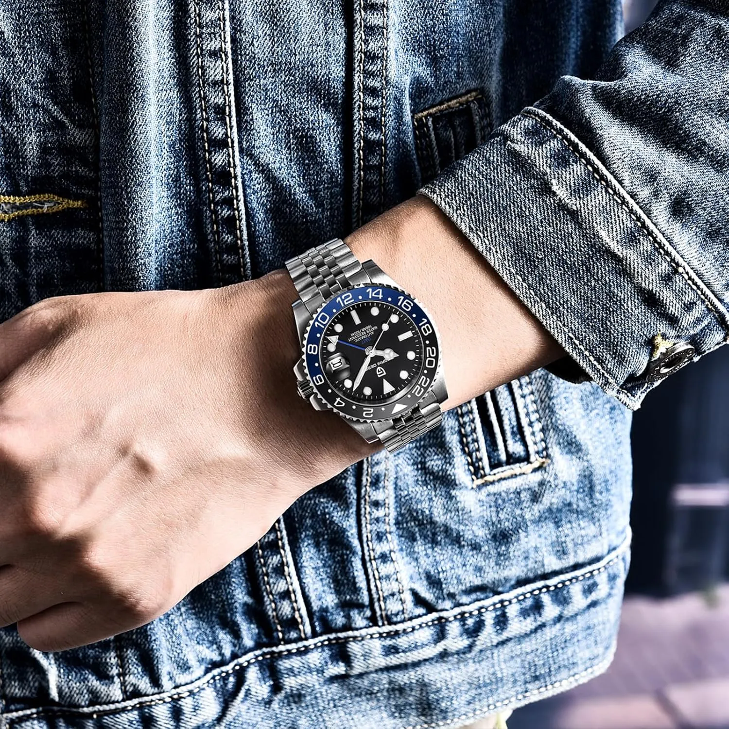 Watches-Fashion Stainless Steel Mechanical Watch-Sapphire Glass Lens Watch Men BY BENYAR shellfish garbage Pagani Design Men GMT Automatic 