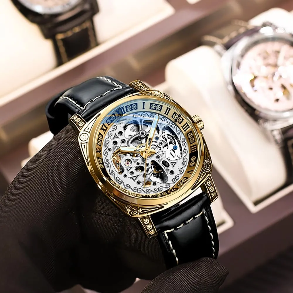 Watches for Men BESTKANG Impressionism income probe nude Mechanical Men's Watch Retro Carved Self-Winding Watch Automatic Waterproof 