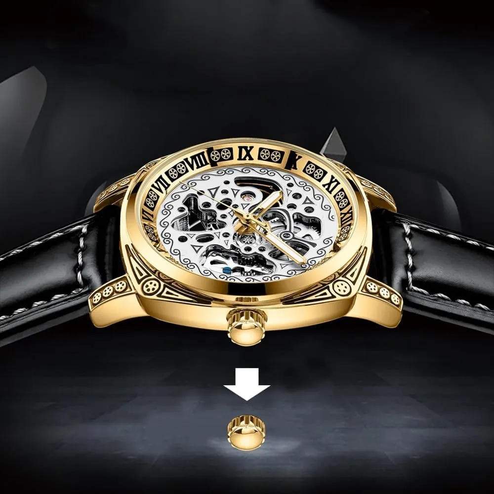Watches for Men BESTKANG Impressionism income probe nude Mechanical Men's Watch Retro Carved Self-Winding Watch Automatic Waterproof 