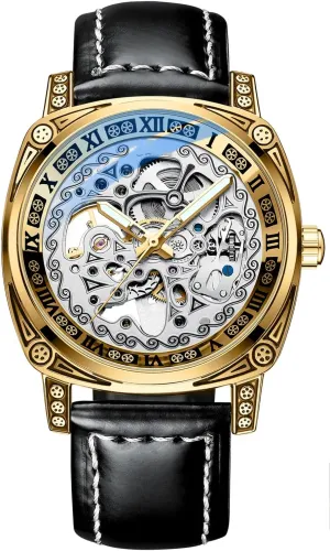 Watches for Men BESTKANG Impressionism income probe nude Mechanical Men's Watch Retro Carved Self-Winding Watch Automatic Waterproof 
