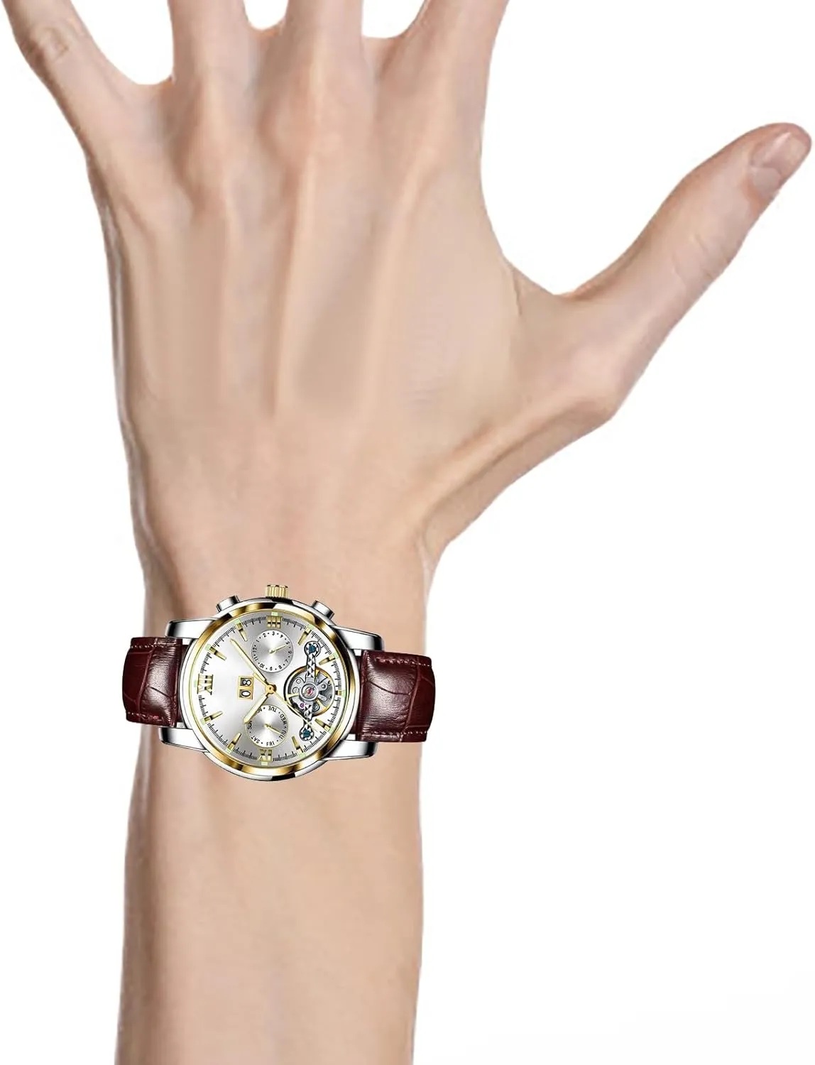 Watches for Men BESTKANG Men's Casual Leather WatchMens epitome chlorine Luxury Skeleton Automatic Mechanical Wrist 