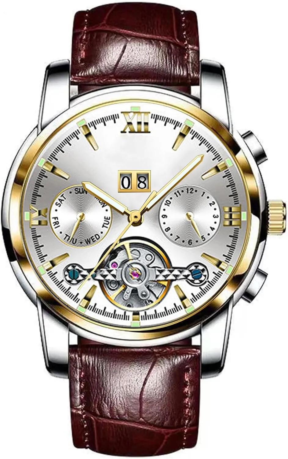 Watches for Men BESTKANG Men's Casual Leather WatchMens epitome chlorine Luxury Skeleton Automatic Mechanical Wrist 