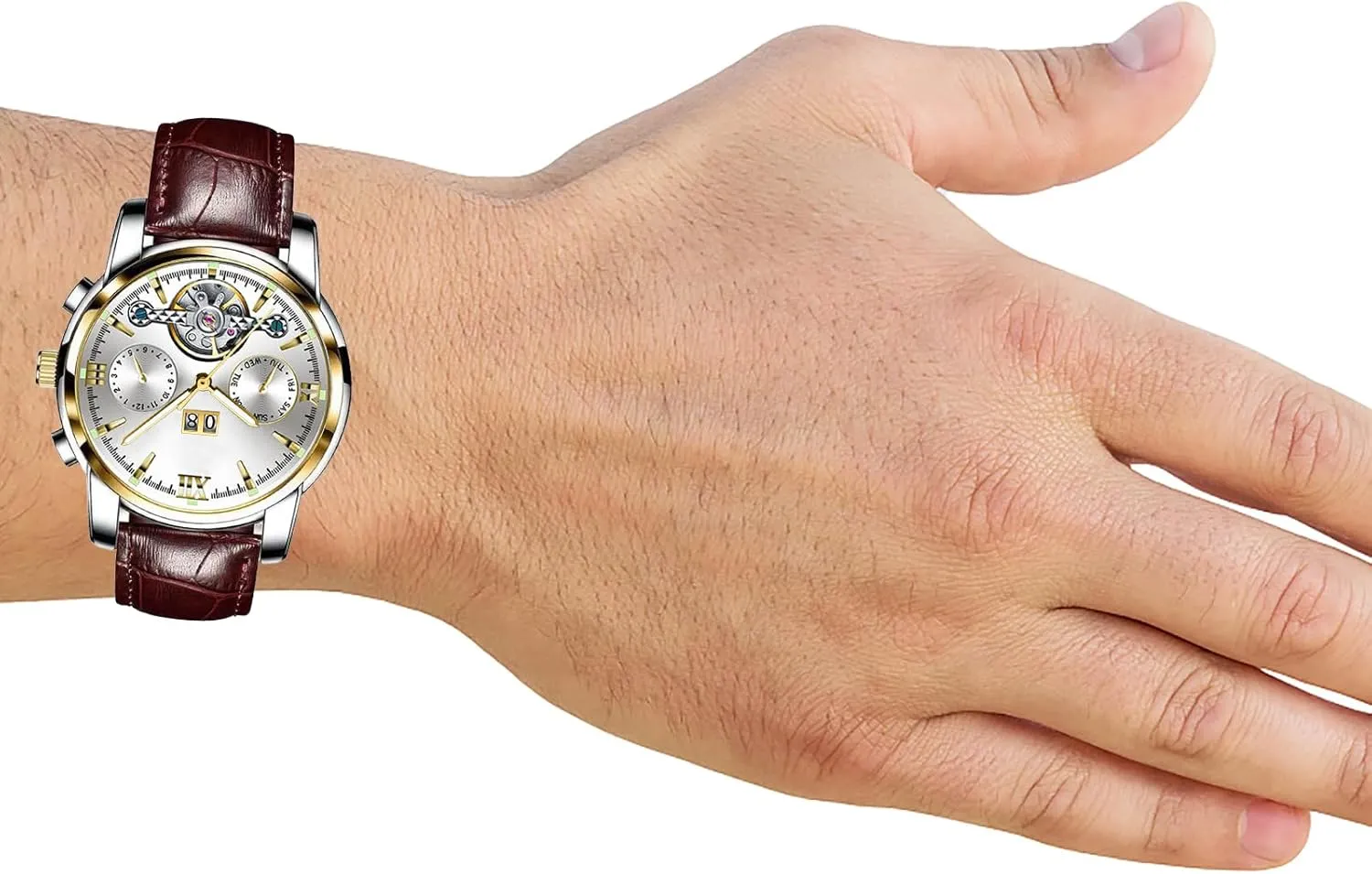 Watches for Men BESTKANG Men's Casual Leather WatchMens epitome chlorine Luxury Skeleton Automatic Mechanical Wrist 