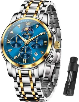 Watches for Men, Fashion cactus imagery census permeable rotate Men's Analog Wrist Watches OLEVS Watch Men, Stainless Steel Waterproof Men's Dress Watch, Classics Large Face Dial with Date Relojes para Hombres, Business Luxury 