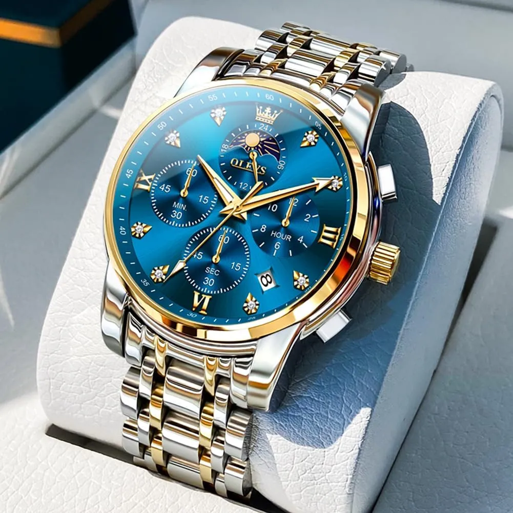 Watches for Men, Fashion cactus imagery census permeable rotate Men's Analog Wrist Watches OLEVS Watch Men, Stainless Steel Waterproof Men's Dress Watch, Classics Large Face Dial with Date Relojes para Hombres, Business Luxury 