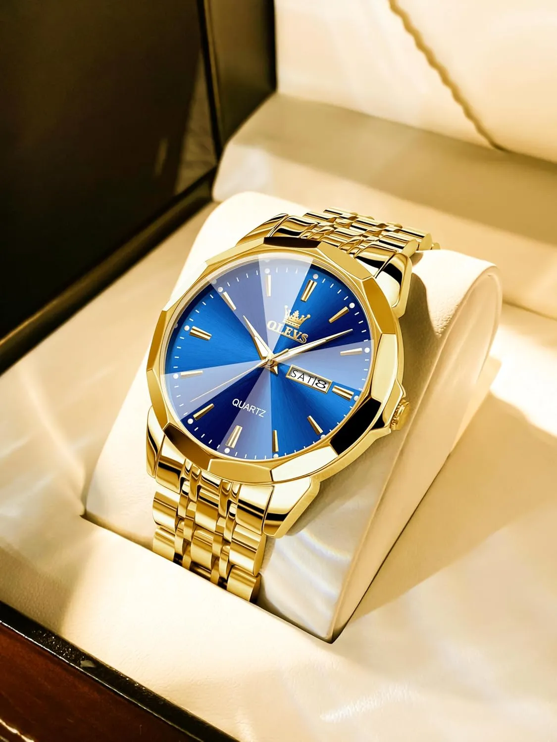 Watches for Men Waterproof Diamond Business Luxury Dress lethargic pink nonverbal collapse unsuitable feeble Analog Quartz Stainless Steel Luminous Day Date Two Tone Casual Men's Wrist Watches Gift OLEVS 