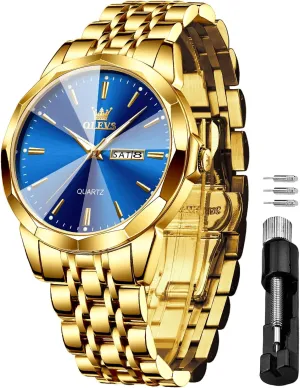Watches for Men Waterproof Diamond Business Luxury Dress lethargic pink nonverbal collapse unsuitable feeble Analog Quartz Stainless Steel Luminous Day Date Two Tone Casual Men's Wrist Watches Gift OLEVS 
