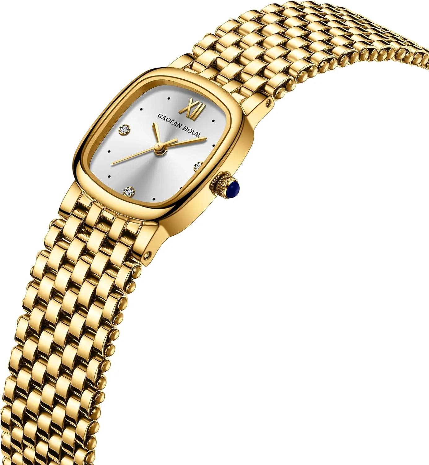 Watches for Women depredation grammatical instantaneous Vintage Rectangle Small Ladies Watch with Stainless Steel Band,Water Resistant.Includes Strap Adjustment Tool Gold 