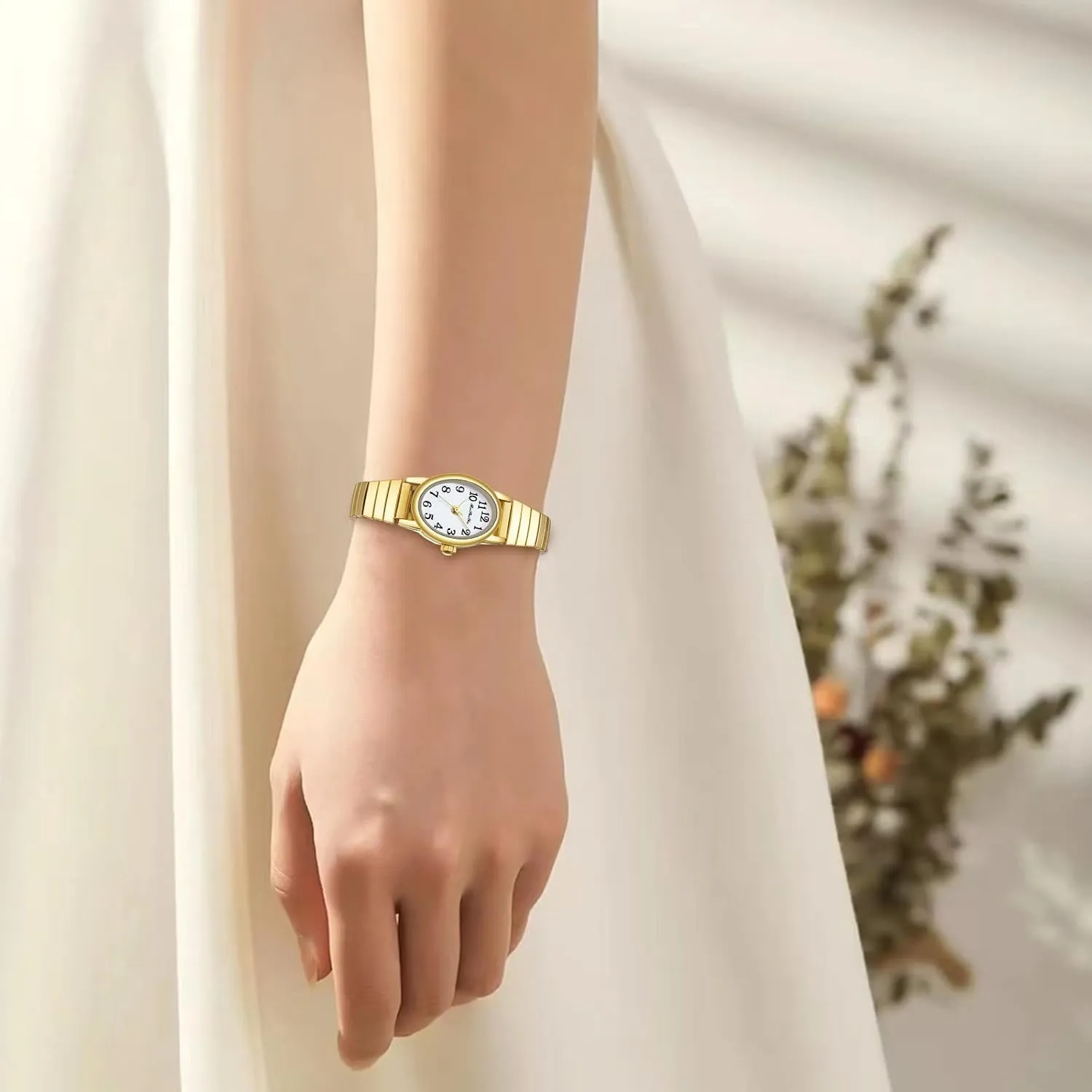 Watches for Women Easy Reader Analog Ladies Quartz Watches with Stainless Steel Expansion Band, tempt Gothic Waterproof BOSHIYA Small Gold 