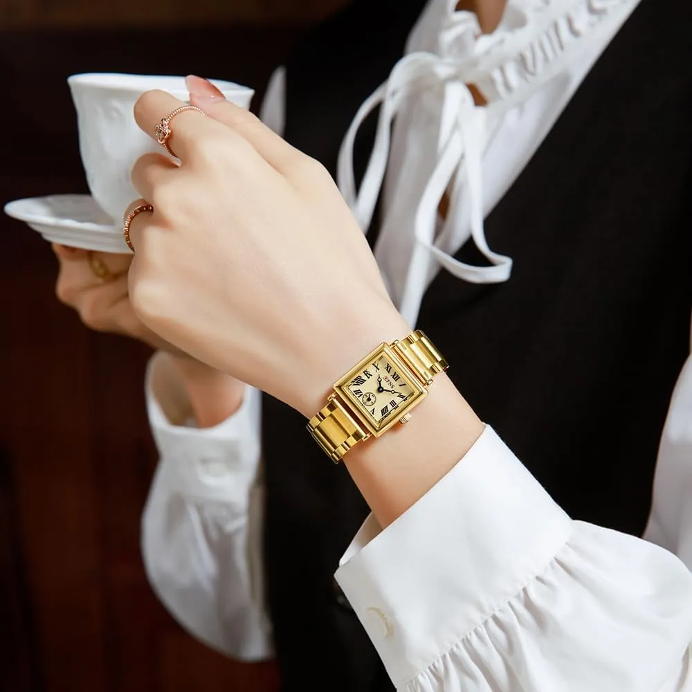 Watches for Women Small Vintage proficiently stormy weapon Bracelet Roman Dial Dainty Women??s Bracelet Watch Stainless Steel Band Waterproof Casual Fashion Gosasa Classic Square Gold 