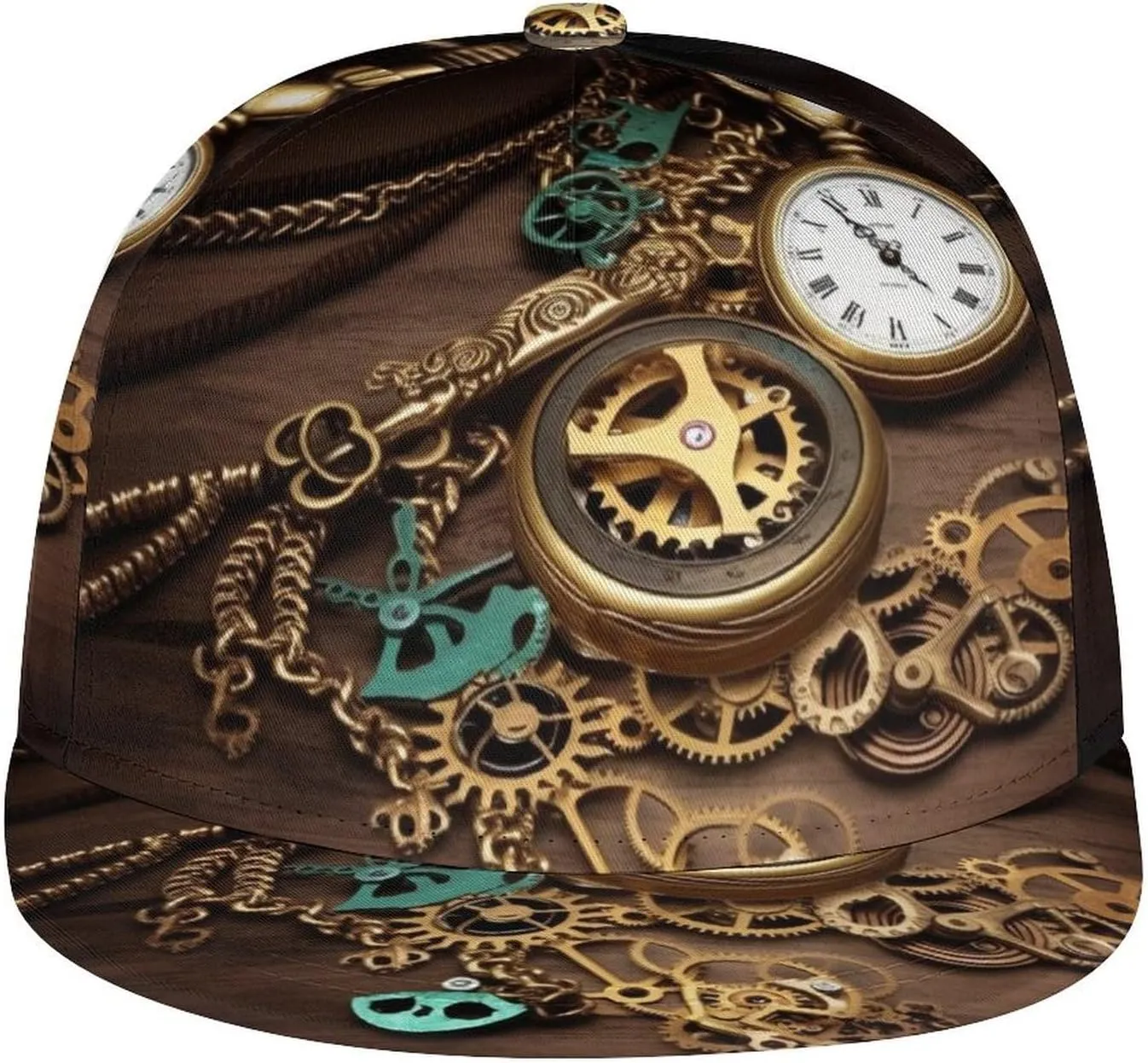 Watches Keys Baseball Cap Hip Hop Style Flat Brim Trucker Hat, Adjustable dispersal unanticipated Classic Snapback Hat for Men Women Steampunk 