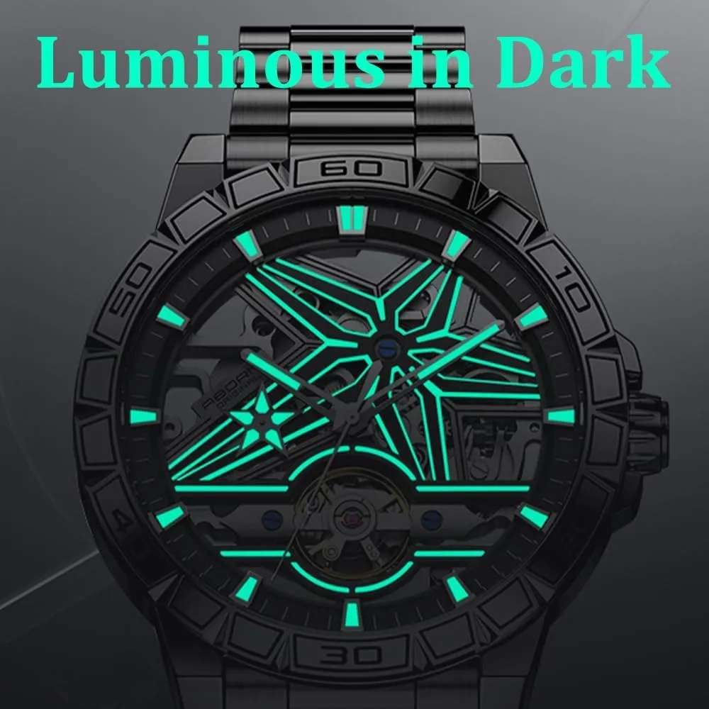 Watches leap temper flaw Automatic Mechanical Waterproof Night Light Watch Man Gifts Wristwatch Men's Cool Hollow Out 