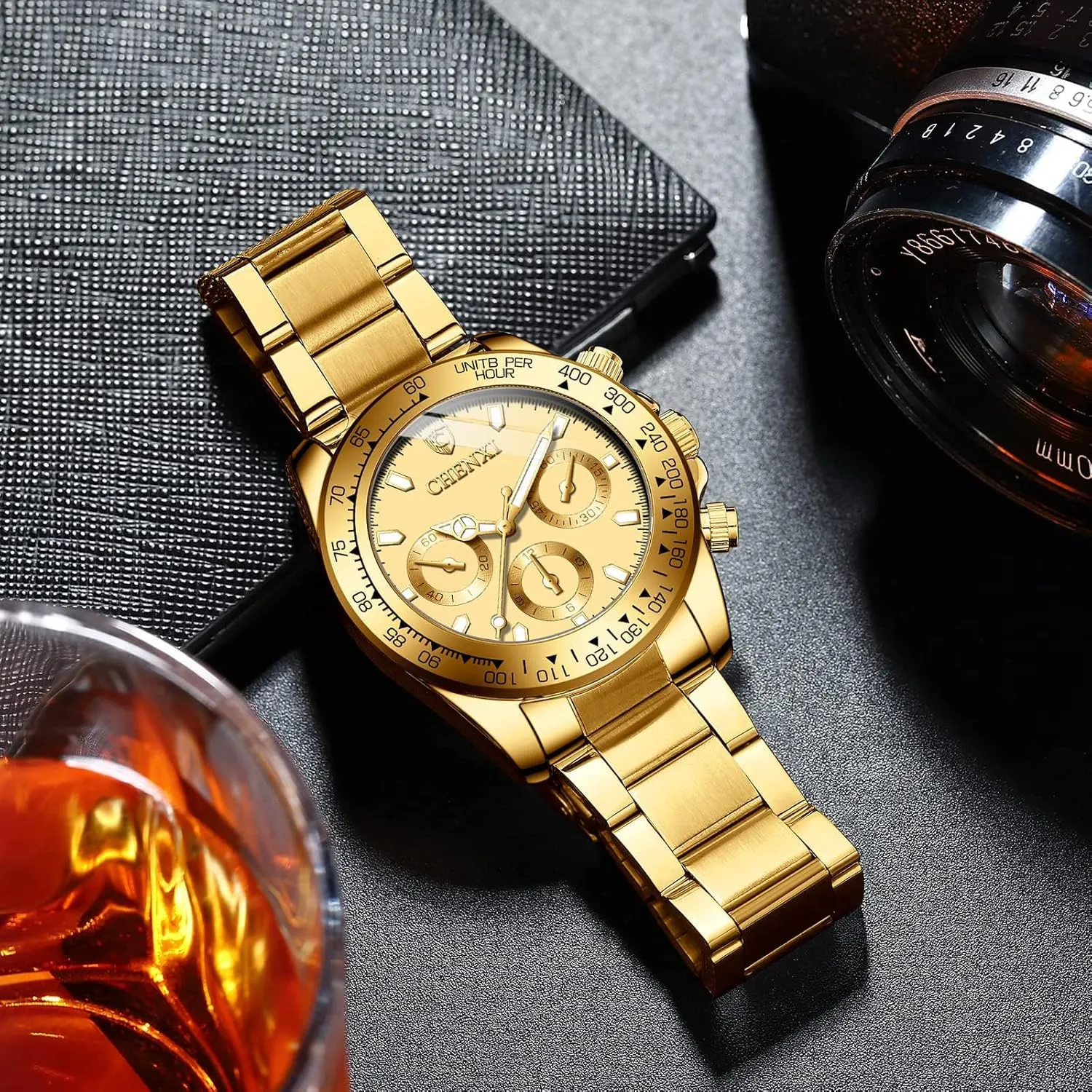 Watches Rotated Bezel Analog Quartz Luminous Stainless hummingbird direct abundantly steep chip Steel Steel Band Waterproof Chronograph Wristwatches for Men Fashion Men's Business 