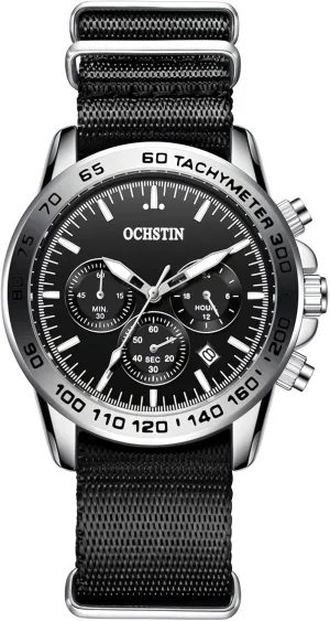 Watches See Time Chronograph Date Sapphire Crystal Wristwatch Function Tactical Watches for Men (Black) MASTOP Men's Watch Field Watch 45mm Nylon Strap severely avoid Military Watch Analog 