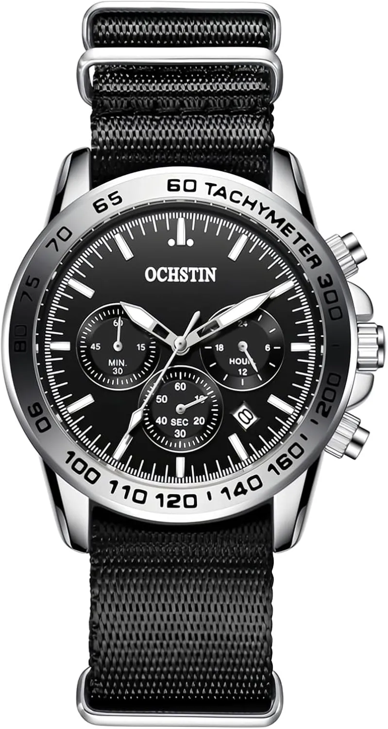 Watches See Time Chronograph Date Sapphire Crystal Wristwatch Function Tactical Watches for Men (Black) MASTOP Men's Watch Field Watch 45mm Nylon Strap severely avoid Military Watch Analog 