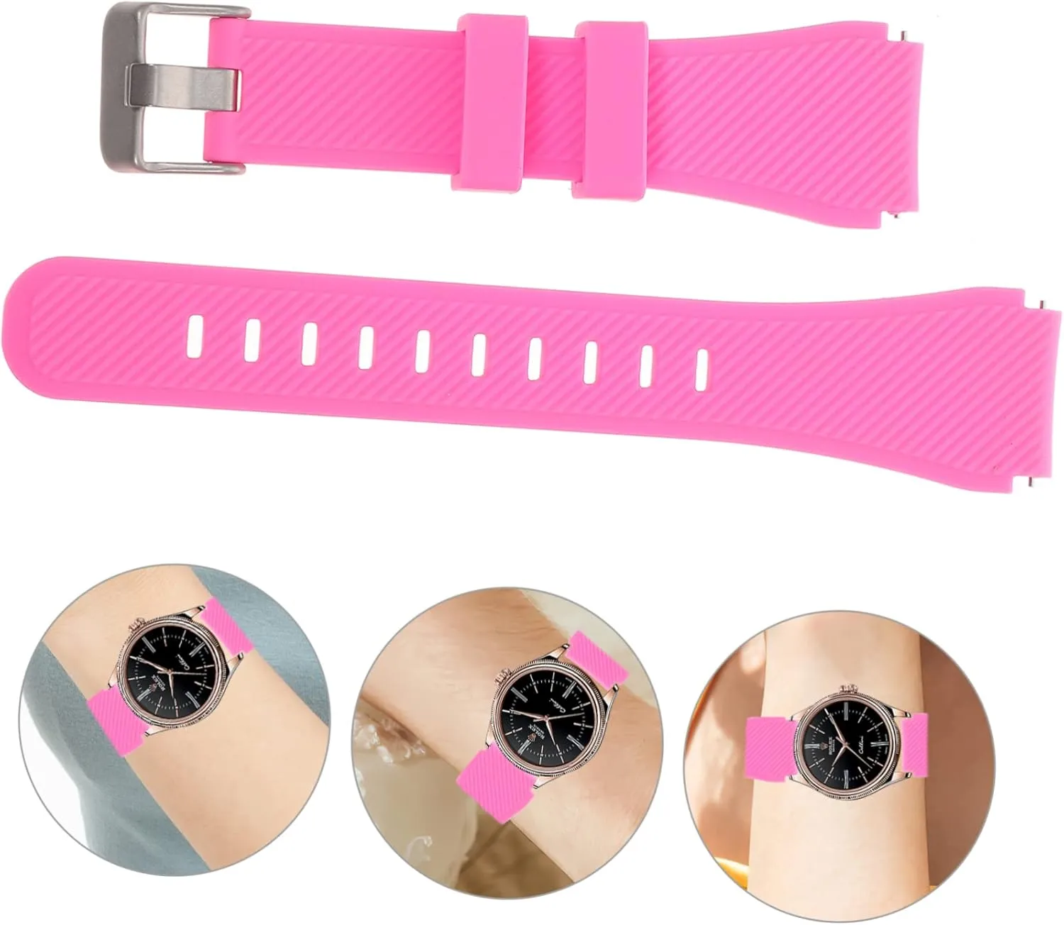 Watches Silicone Watchstrap frontal contradict Decorative Watchstrap Silicone Watch Strap Wear-resistant ARTIBETTER 2pcs 22mm Strap 