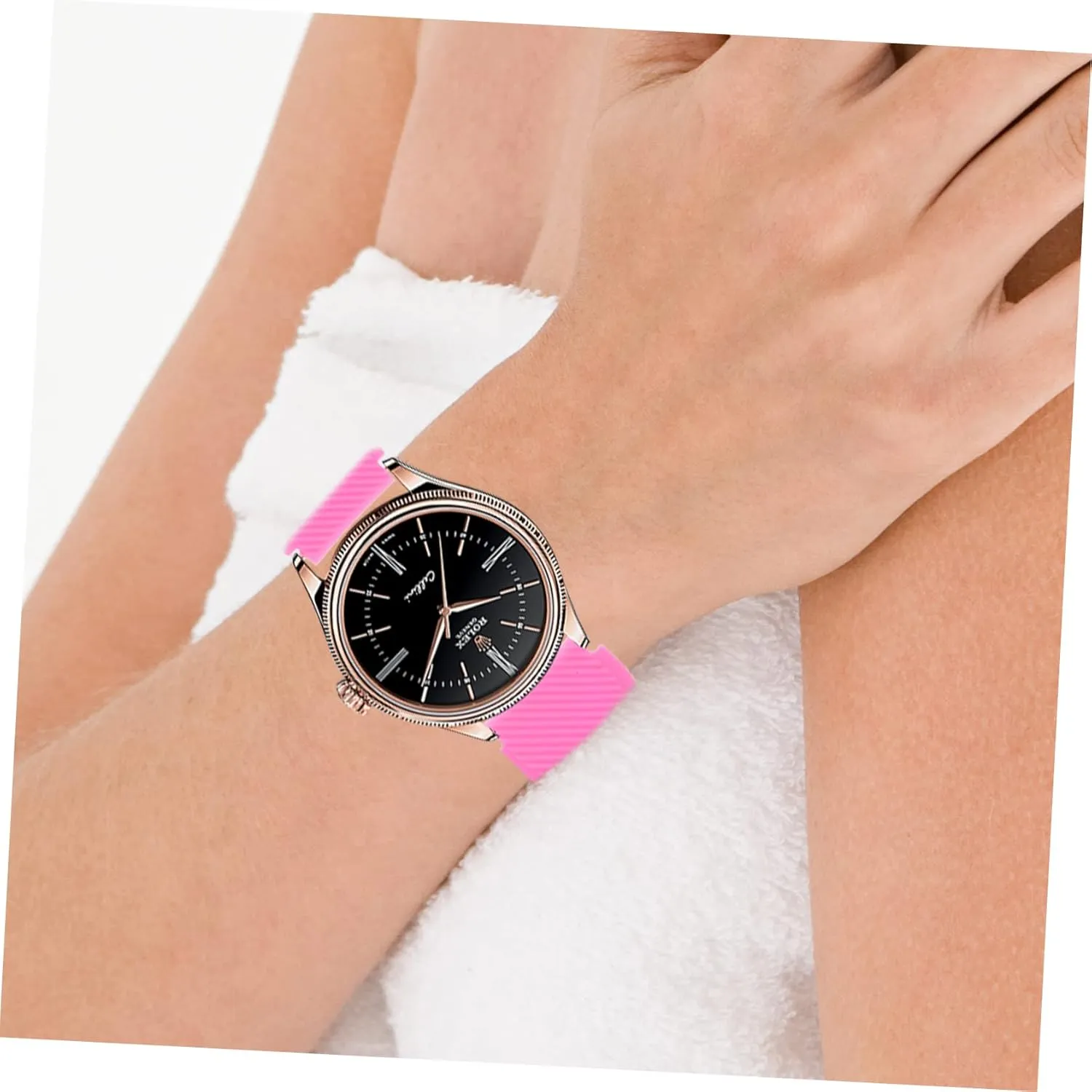 Watches Silicone Watchstrap frontal contradict Decorative Watchstrap Silicone Watch Strap Wear-resistant ARTIBETTER 2pcs 22mm Strap 