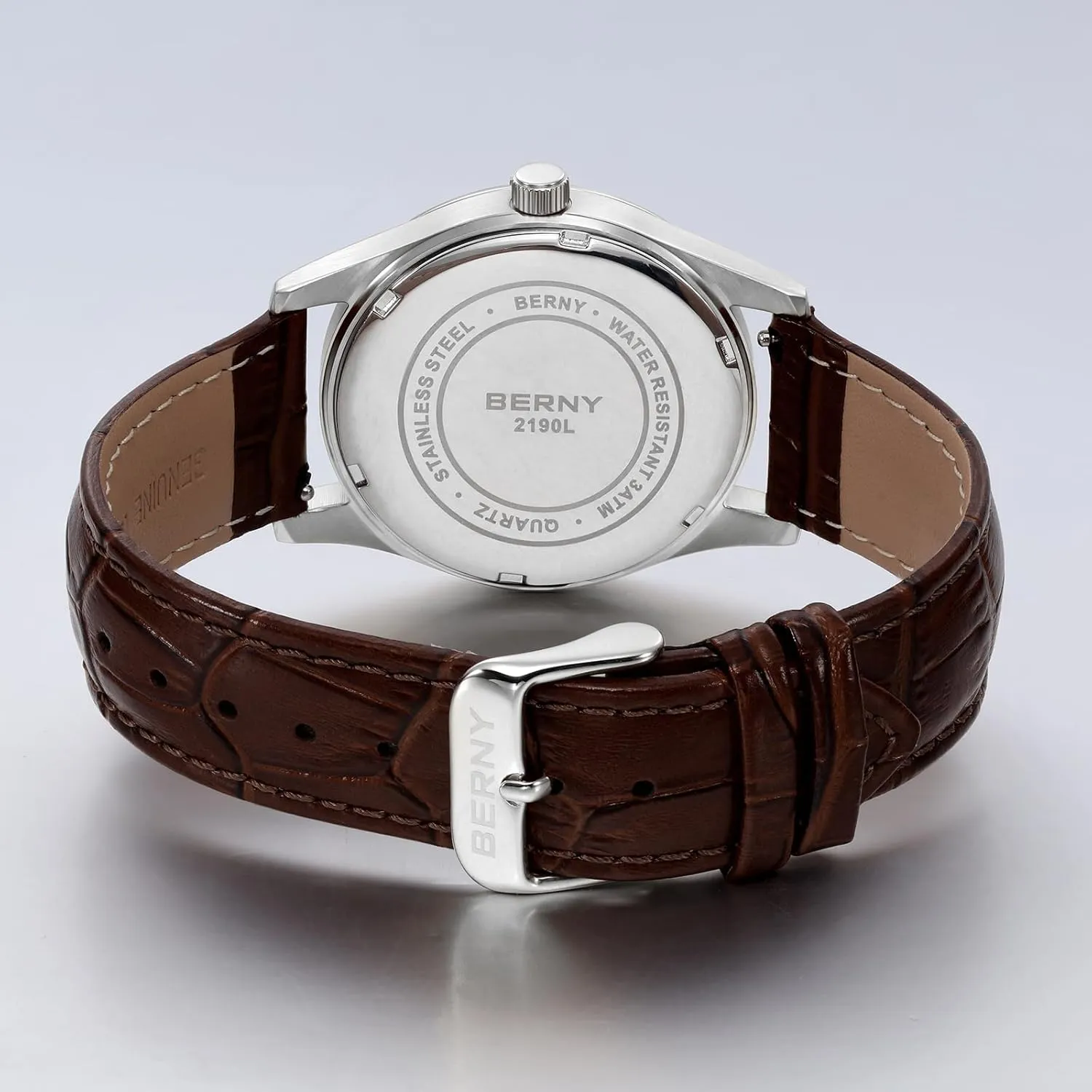 Watches Stainless Steel Case Sub-dail with Date Day Calendar BERNY Silver Watch for Women Moon Canada grape protein Phase Watches Ladies Quartz Wristwatch Easy Read Arabic Numerals Dial Multi-Function Analog 