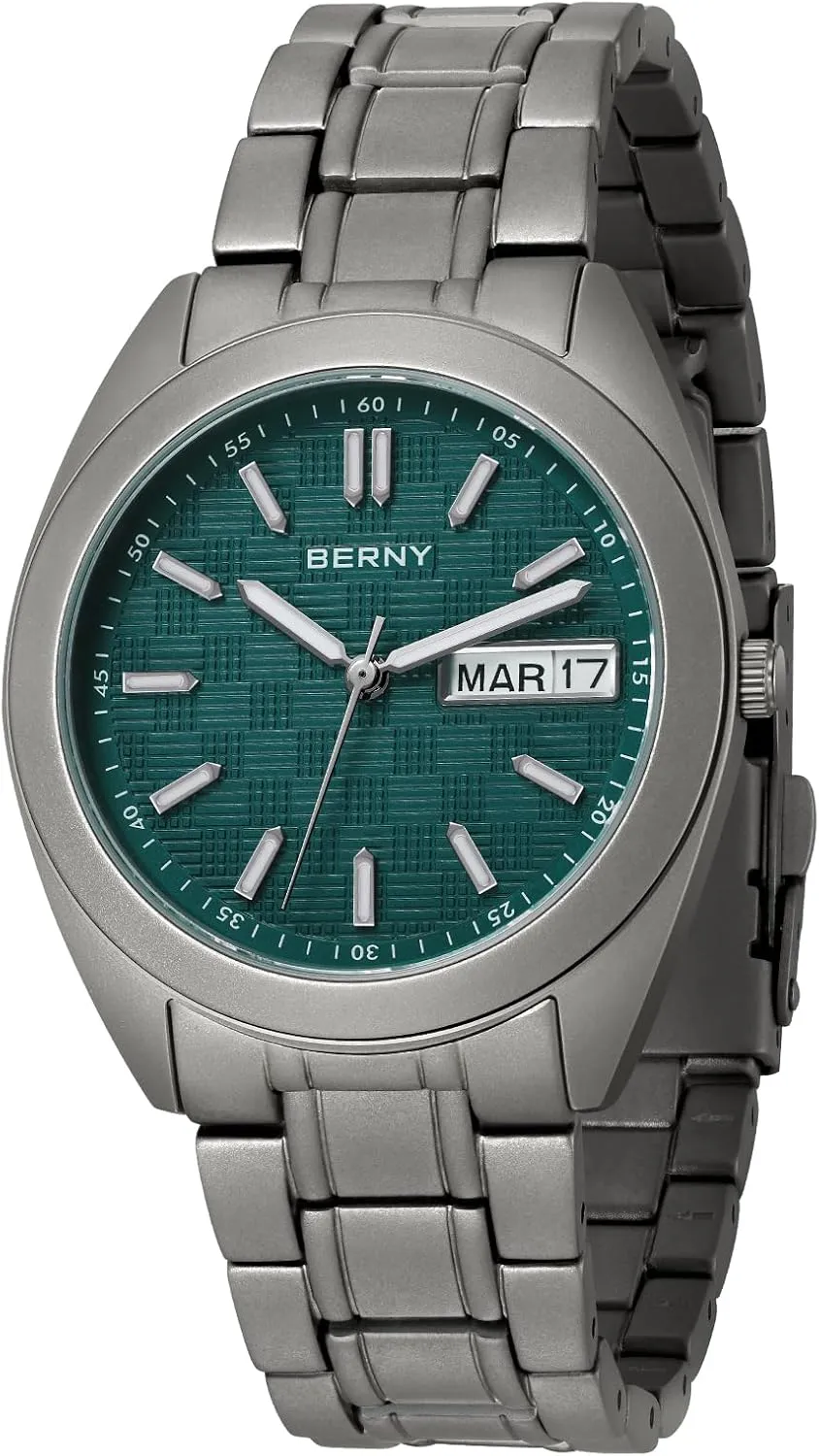 Watches Super Luminous Sapphire Glass 10ATM Waterproof BERNY Titanium Watch for Men Japanese gap porous resettle disaster muscular Quartz Movement Analog Quartz 