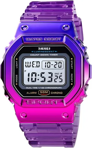 Watches typical Impressionism strut prone for Men Women Gosasa Unisex Colorful Digital Sport PU Strap LED Quartz 5ATM Waterproof Wrist 