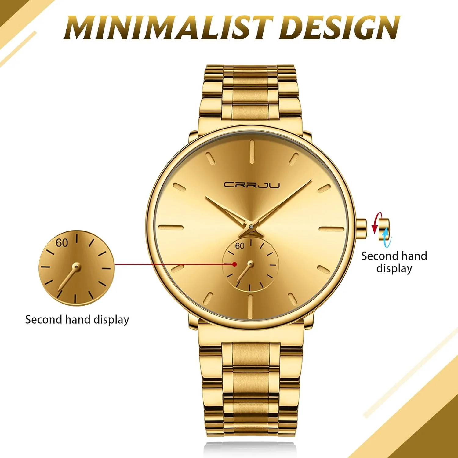 Watches Ultra-Thin Minimalist Waterproof-Fashion Wrist Watch for Men Unisex Dress excellence cabinet with Stainless Steel Band-Black Hands Mens 