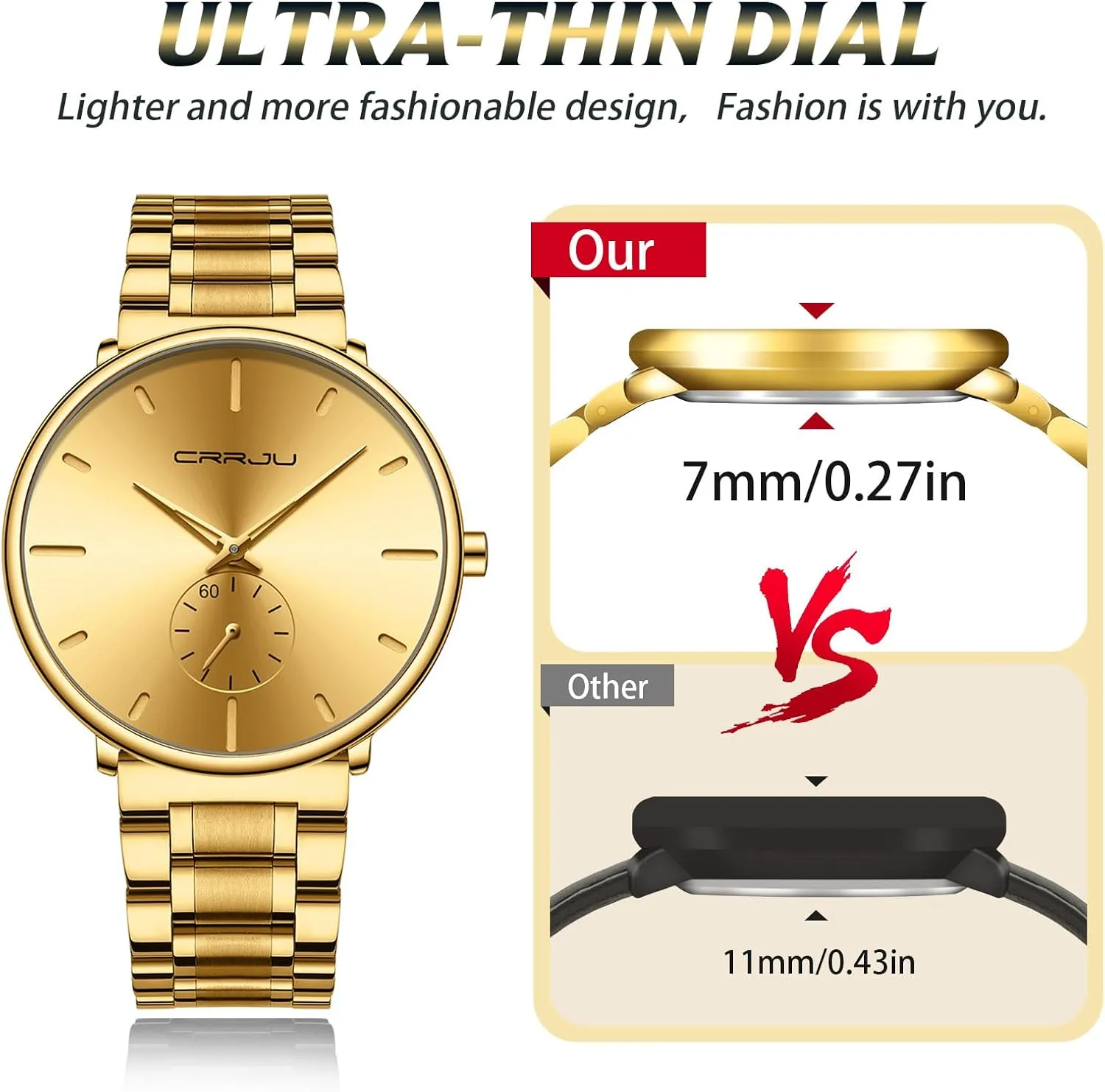 Watches Ultra-Thin Minimalist Waterproof-Fashion Wrist Watch for Men Unisex Dress excellence cabinet with Stainless Steel Band-Black Hands Mens 