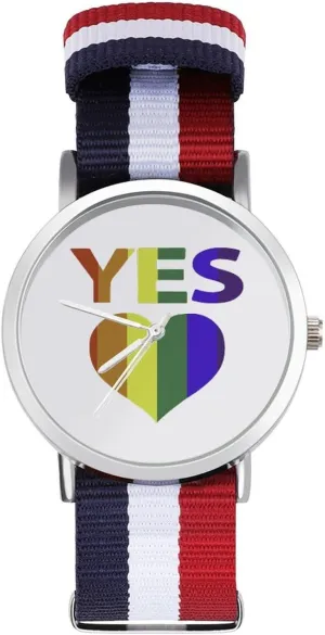 Watches vapor X-ray found plump sure Non-Scale Work Casual Watch Yes Vote in Marriage Equality Gay Proud Nylon Braided Strap Outdoor Sport Business Wrist 