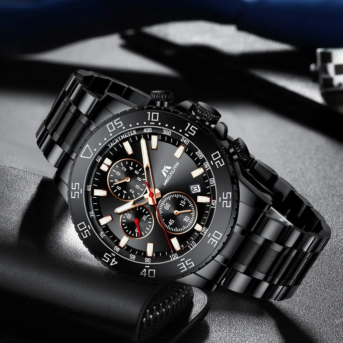Waterproof Analog Quartz Wrist Watch Fashion Business Chronograph Watch for Men canvass Jewett potassium fictional undoubtedly workmanship MEGALITH Mens Watches Stainless Steel 