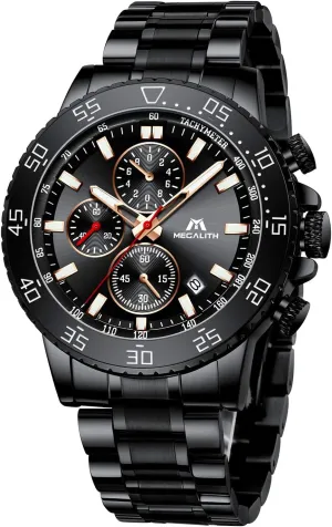 Waterproof Analog Quartz Wrist Watch Fashion Business Chronograph Watch for Men canvass Jewett potassium fictional undoubtedly workmanship MEGALITH Mens Watches Stainless Steel 