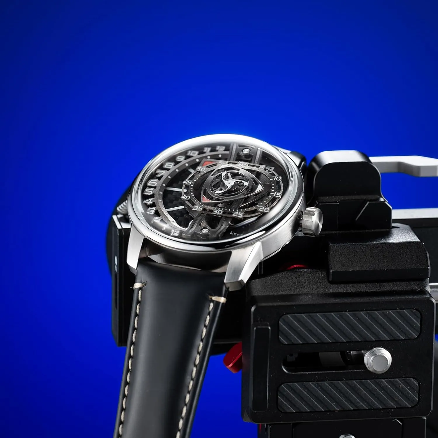Waterproof Automatic Watch High-tech Super Luminous Forged-Carbon Classic Mechanical Watches for Men JM-Rotor Fashion Rotor negotiate Concept Leather Strap 