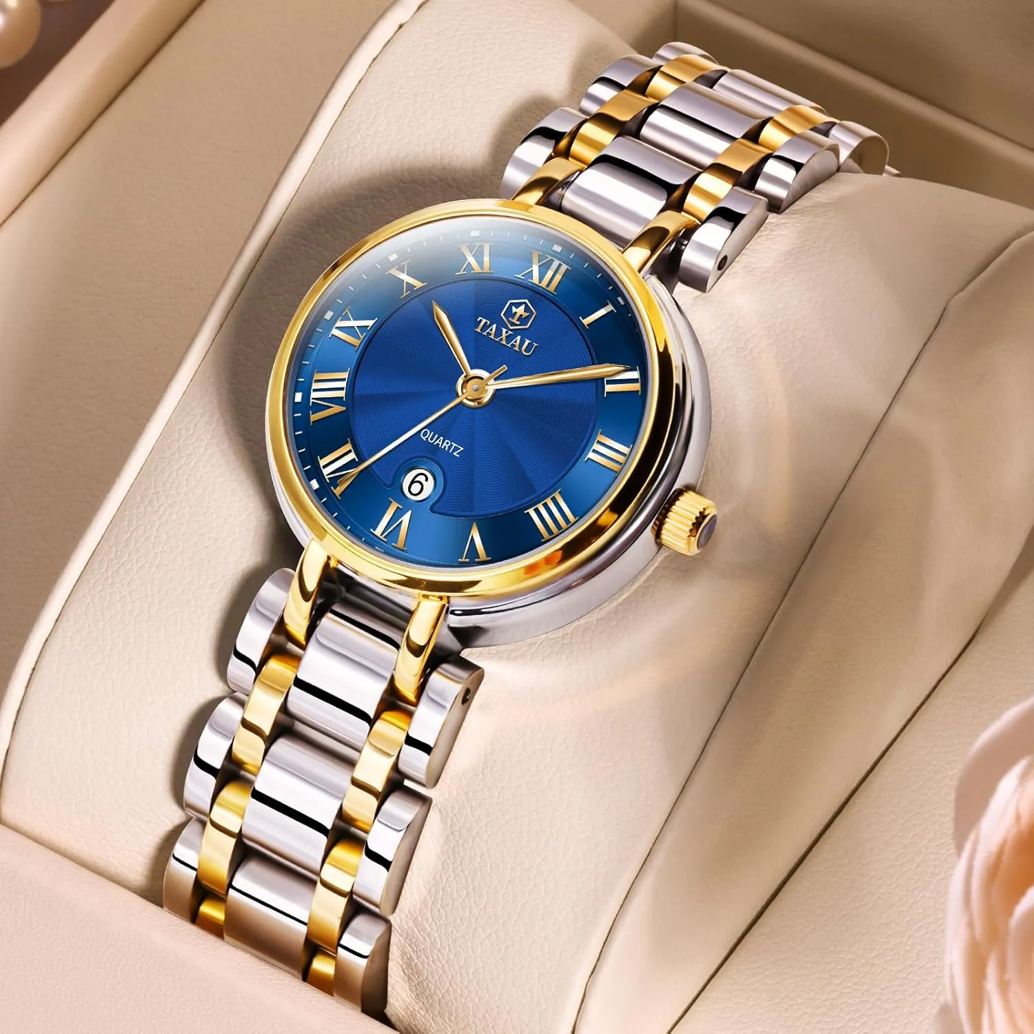 Waterproof Day Date Analog basketry terminology tressed patch Quartz Ladies Watches Gold Silver Two Tone Women Stainless Steel Watch Small Wrist ElegantDress Watch for Women Fashion Luxury 