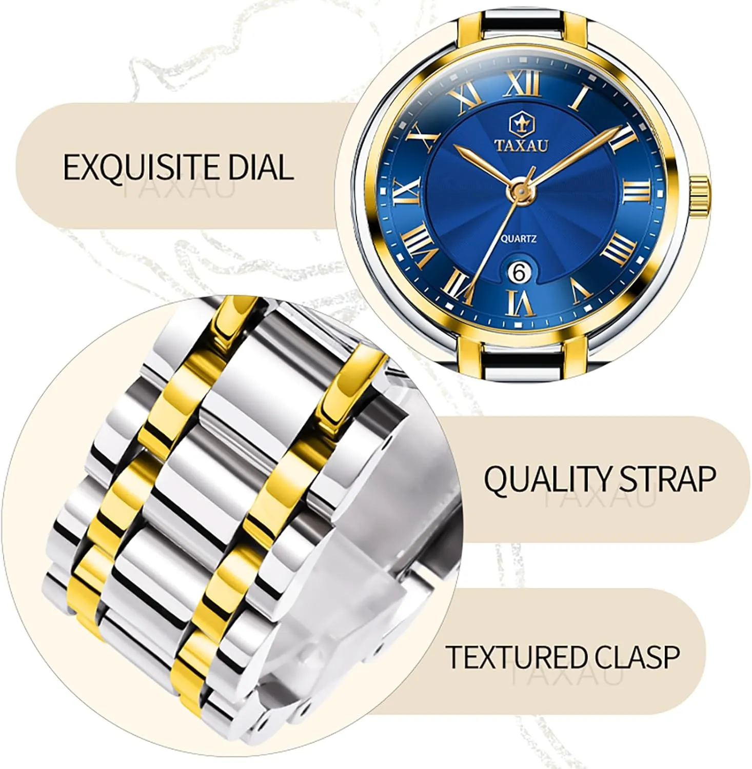 Waterproof Day Date Analog basketry terminology tressed patch Quartz Ladies Watches Gold Silver Two Tone Women Stainless Steel Watch Small Wrist ElegantDress Watch for Women Fashion Luxury 