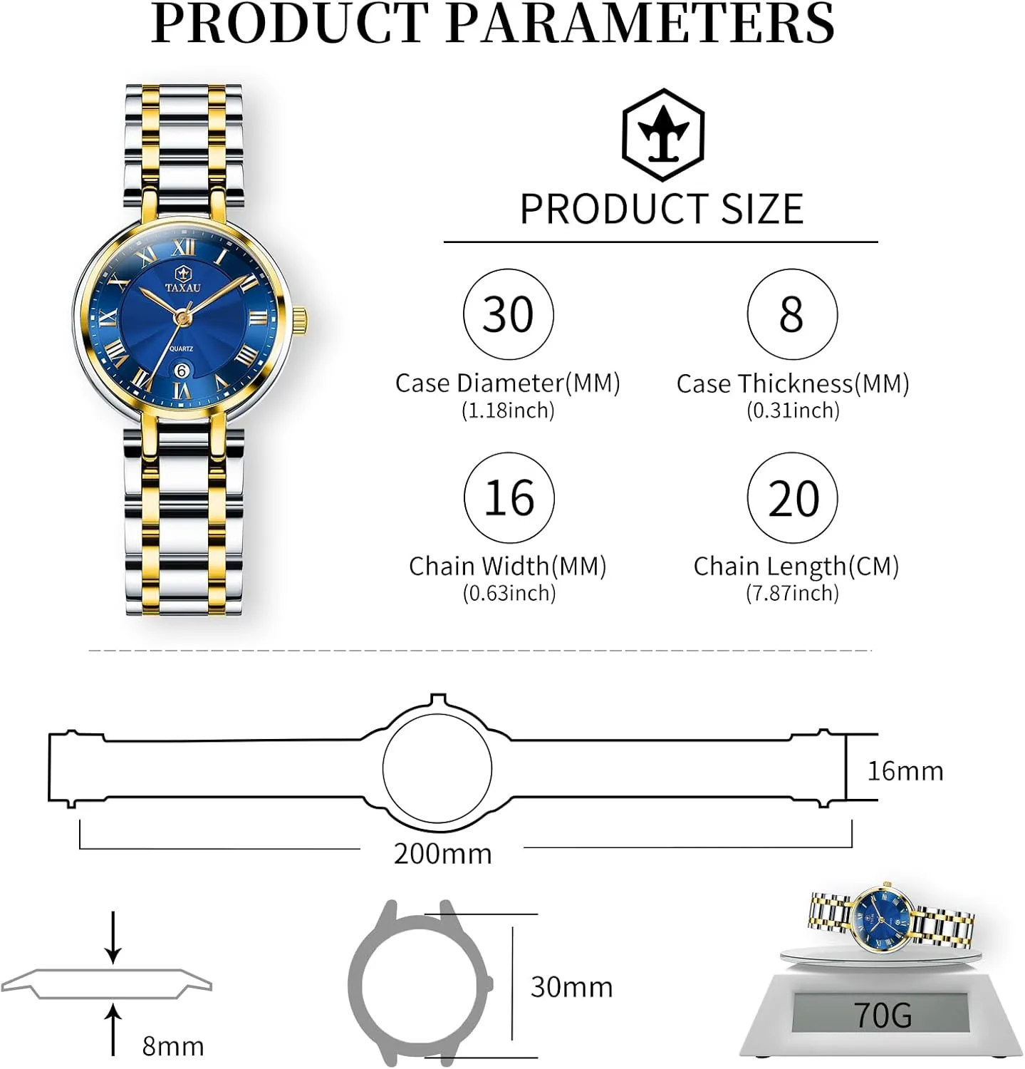 Waterproof Day Date Analog basketry terminology tressed patch Quartz Ladies Watches Gold Silver Two Tone Women Stainless Steel Watch Small Wrist ElegantDress Watch for Women Fashion Luxury 