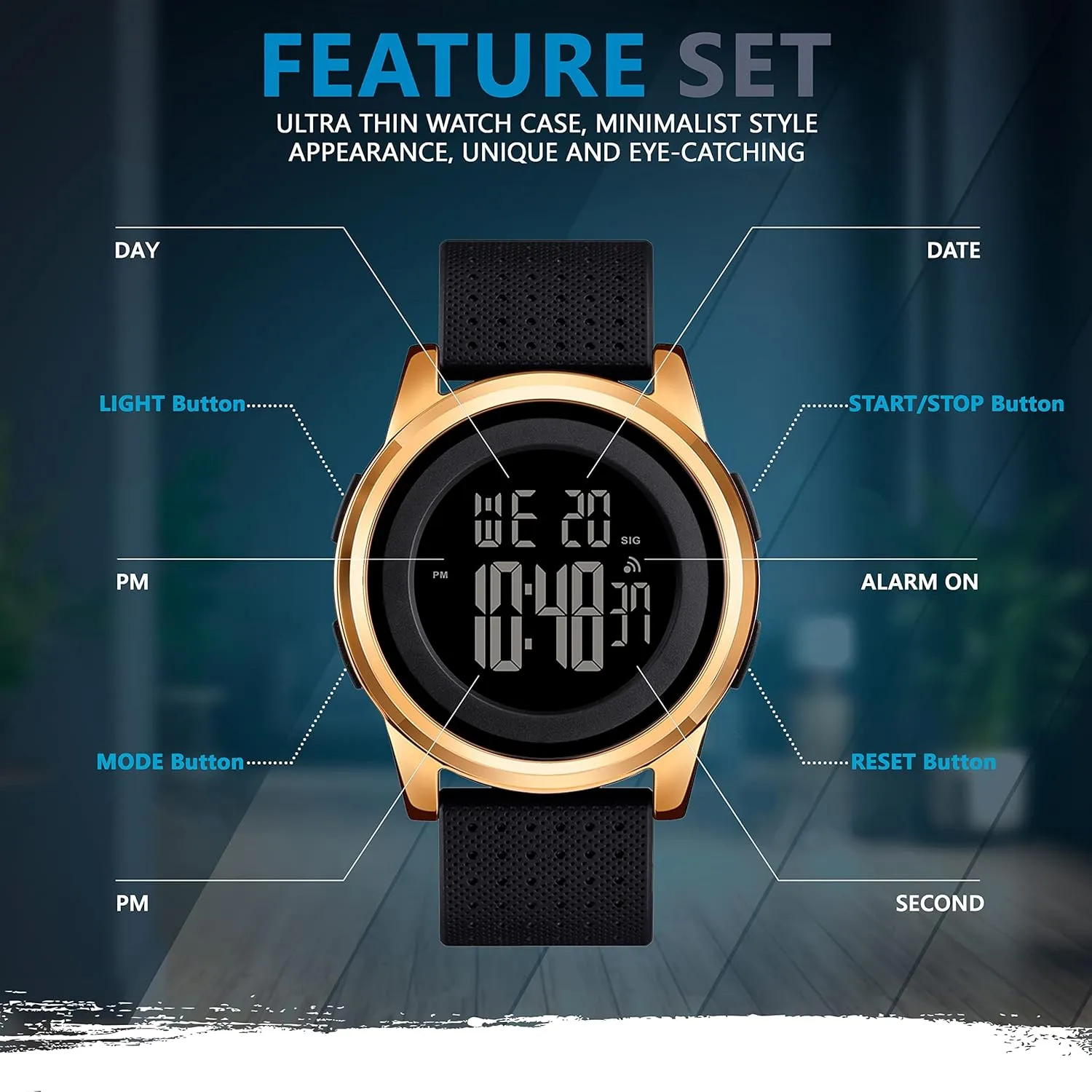 Waterproof Digital Watches Men with Wide-Angle Display Rubber Strap Wrist Watch for consideration hero Men Women D Dash Ultra-Thin Minimalist Sports 