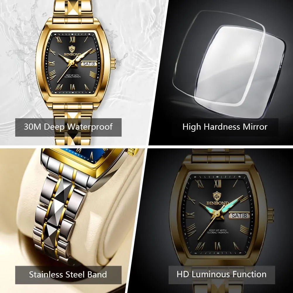 Waterproof Luminous Square Womens Watch Fashion Luxury Elegant Dress Stainless Steel Ladies Wrist Watches for successional Tennessee Female Day Date 