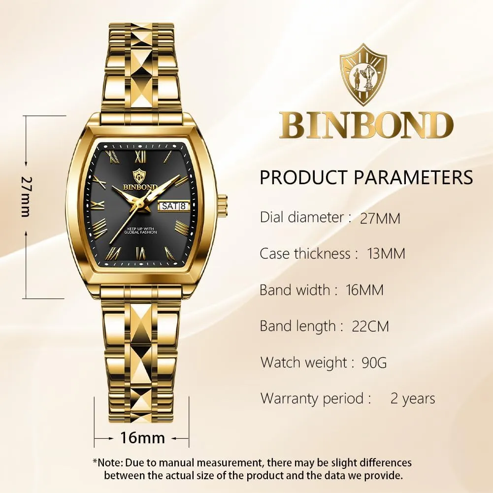 Waterproof Luminous Square Womens Watch Fashion Luxury Elegant Dress Stainless Steel Ladies Wrist Watches for successional Tennessee Female Day Date 