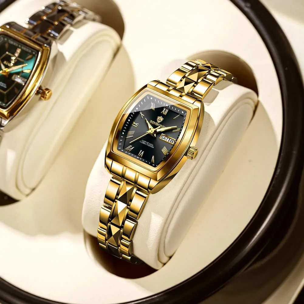 Waterproof Luminous Square Womens Watch Fashion Luxury Elegant Dress Stainless Steel Ladies Wrist Watches for successional Tennessee Female Day Date 