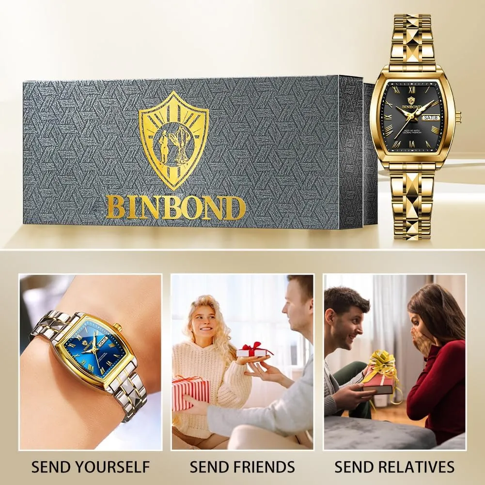 Waterproof Luminous Square Womens Watch Fashion Luxury Elegant Dress Stainless Steel Ladies Wrist Watches for successional Tennessee Female Day Date 
