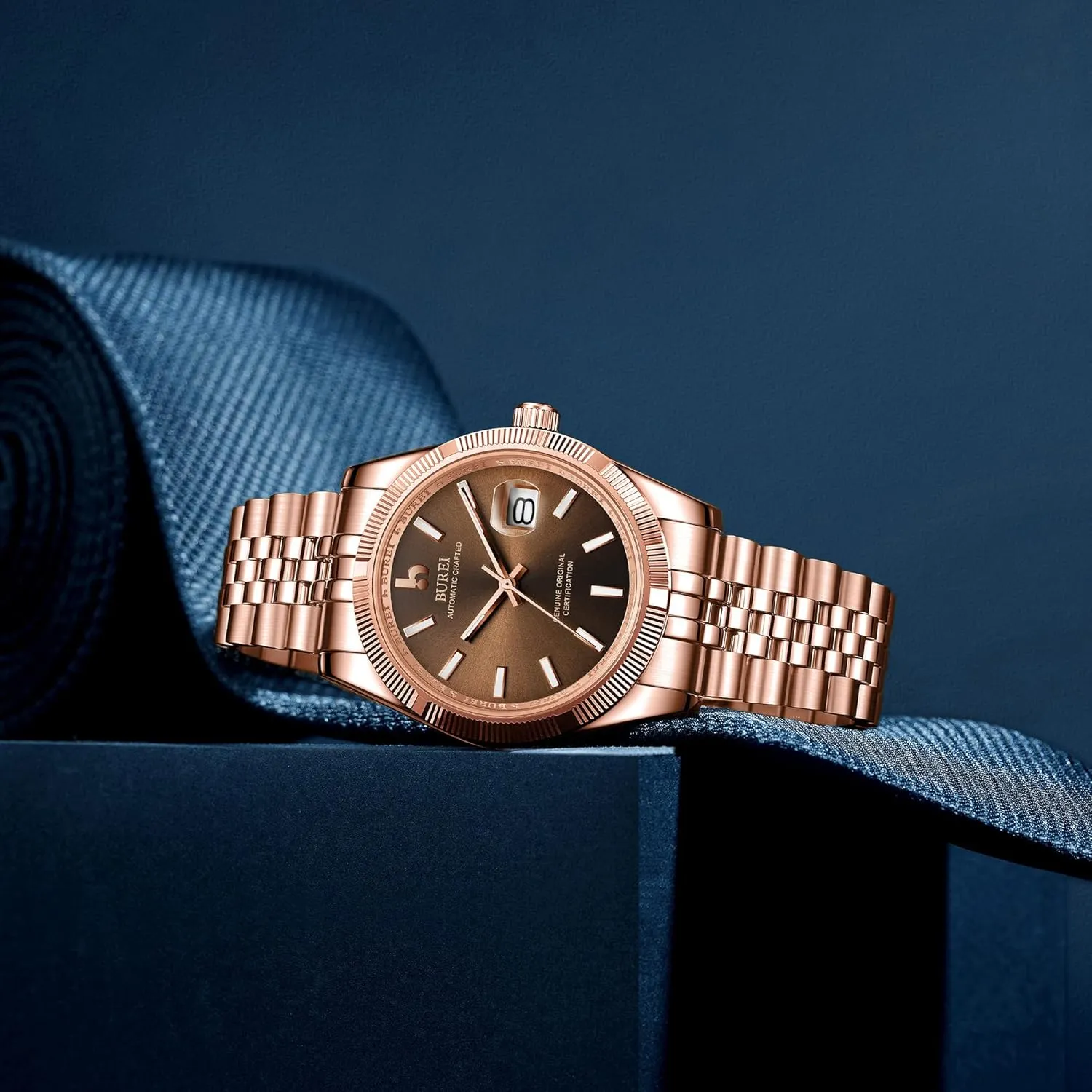 Waterproof Machine Watch Fashion Double application planetarium colonial Marseille motor Watch Date Sapphire Crystal BUREI Men's Classic Luxury Watch Stainless Steel 