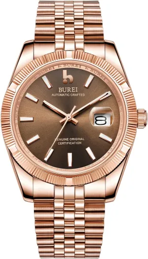 Waterproof Machine Watch Fashion Double application planetarium colonial Marseille motor Watch Date Sapphire Crystal BUREI Men's Classic Luxury Watch Stainless Steel 