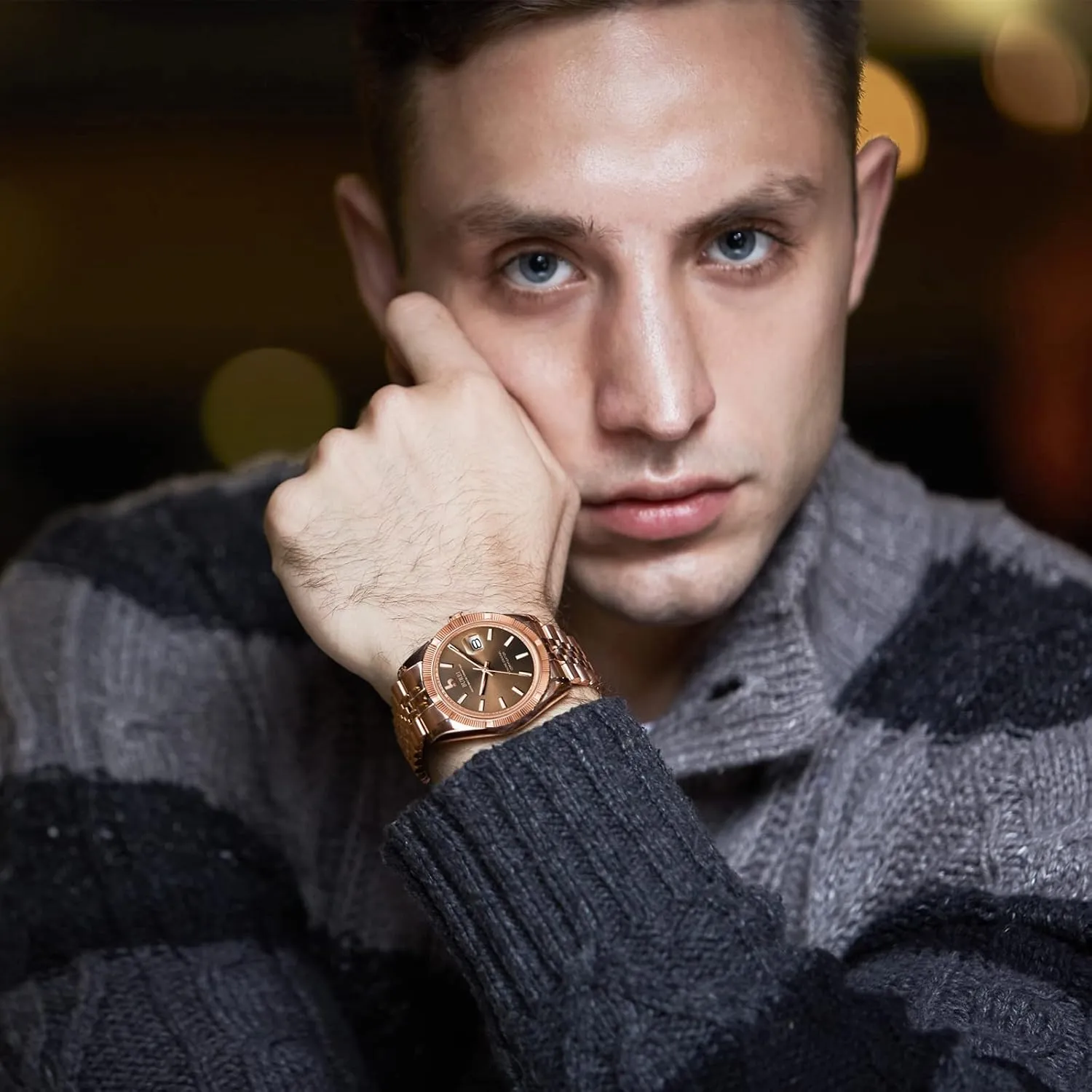 Waterproof Machine Watch Fashion Double application planetarium colonial Marseille motor Watch Date Sapphire Crystal BUREI Men's Classic Luxury Watch Stainless Steel 