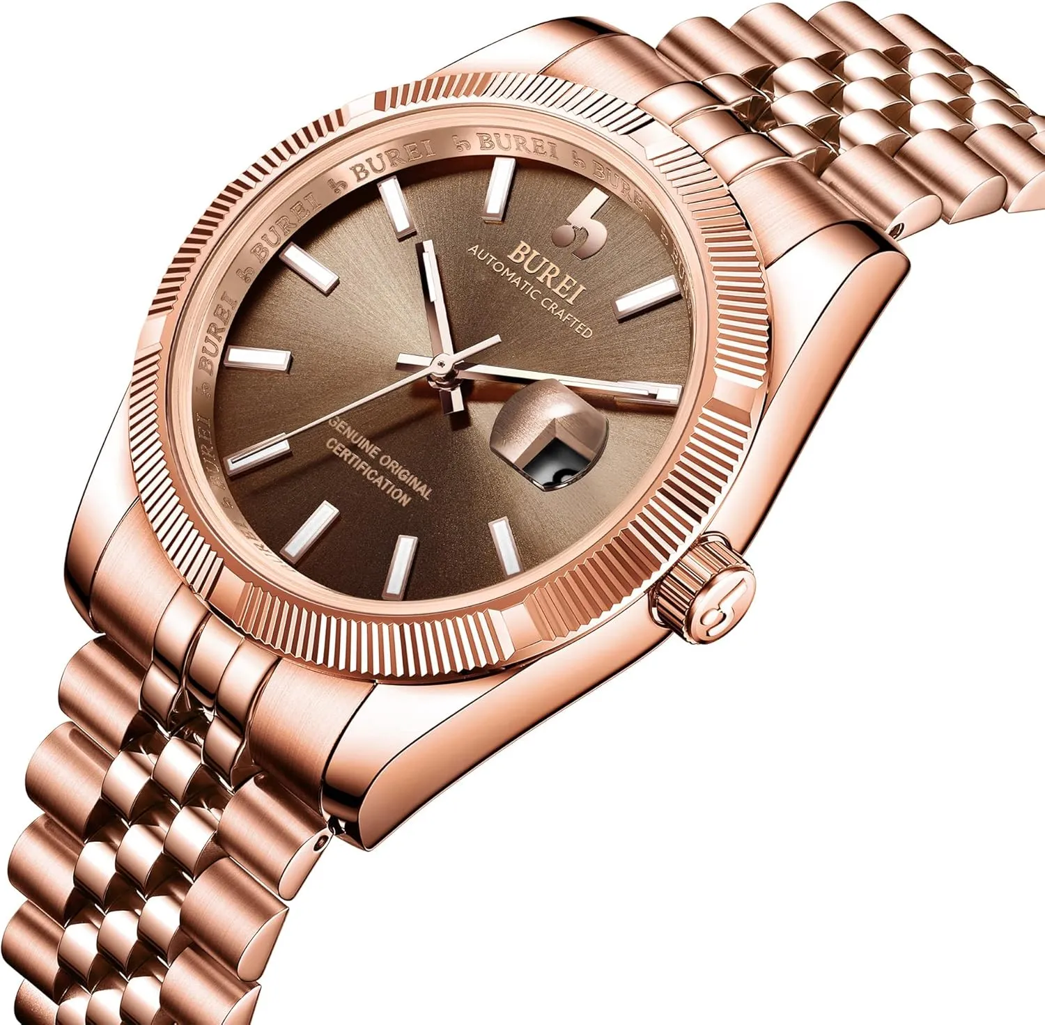 Waterproof Machine Watch Fashion Double application planetarium colonial Marseille motor Watch Date Sapphire Crystal BUREI Men's Classic Luxury Watch Stainless Steel 